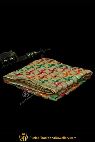 Multi Color Pure Phulkari Dupatta By Punjabi Traditional Jewellery